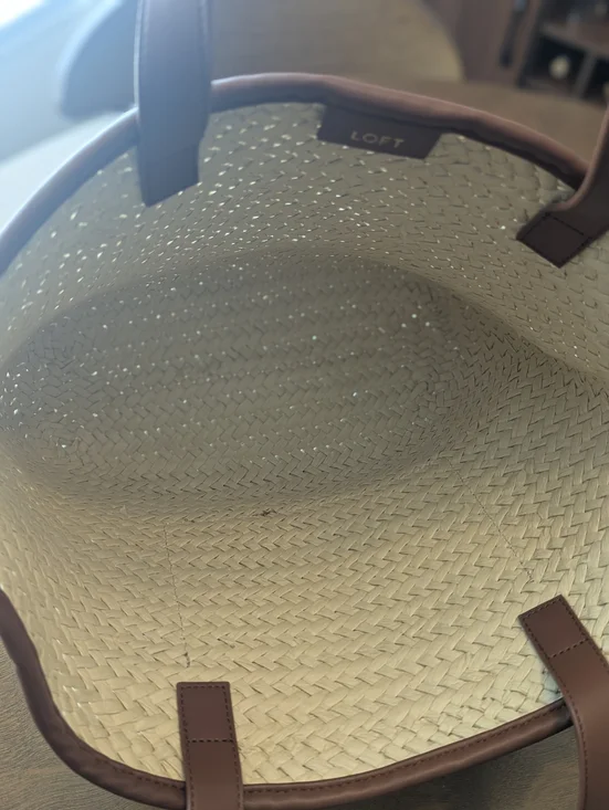 LOFT Straw Tote with Brown Leather Trim - Picture 7 of 11